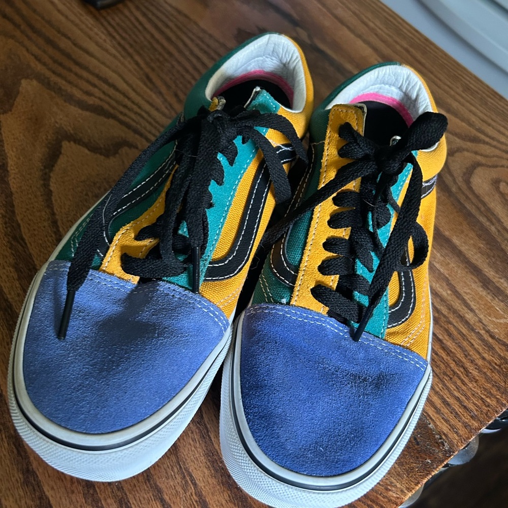 Vans Blue and Green Old Skool Sneakers with Suede